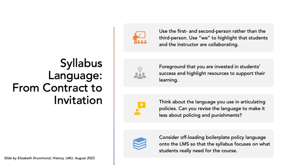 An Infographic outlining tips for writing a good syllabus